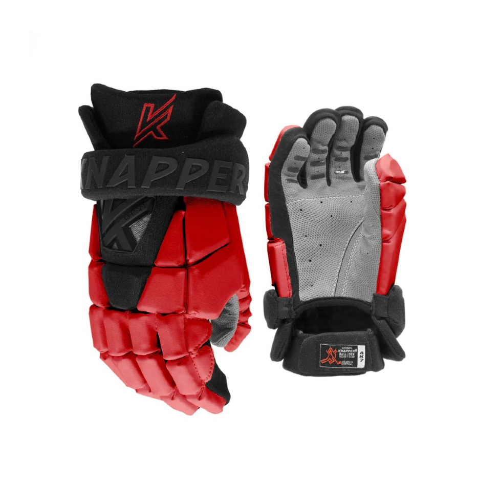 Hokejbalové rukavice Knapper AK7 SR, Senior, červená, 15"