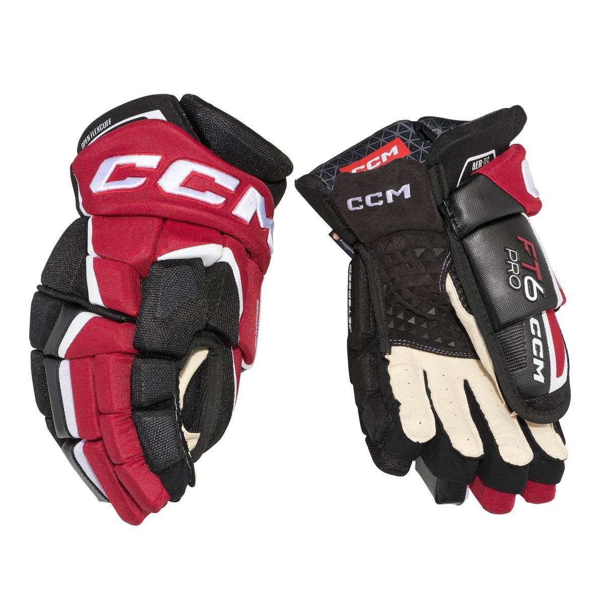 CCM Rukavice CCM Jetspeed FT6 Pro JR, čierna-červená-biela, Junior, 12"