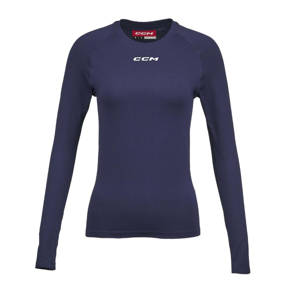 CCM Dámske tričko CCM Women's Long Sleeve Training Tee SR, Senior, XS, tmavo modrá