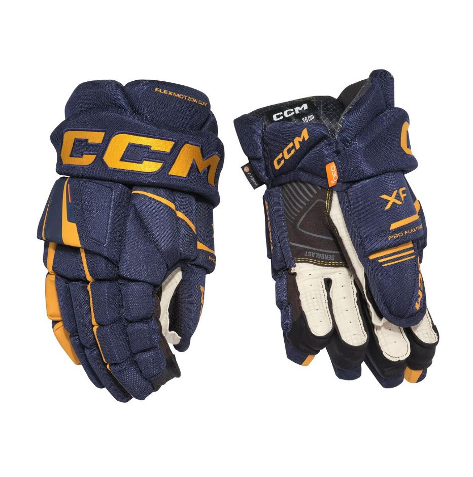 CCM Rukavice CCM Tacks XF JR, Junior, 10", tmavo modrá-žlutá