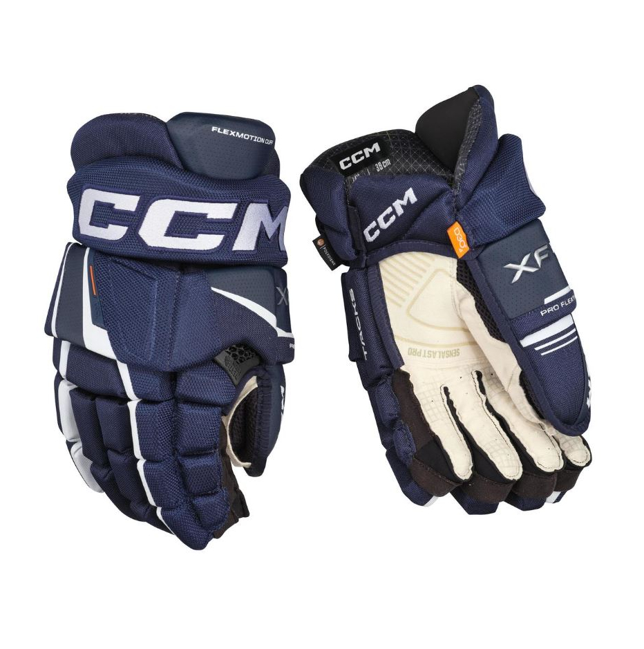 CCM Rukavice CCM Tacks XF Pro JR, Junior, 12", tmavo modrá-biela