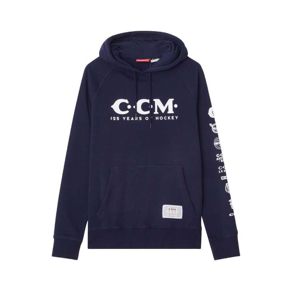 CCM Mikina CCM 125 Years Pullover Hoodie SR, Senior, M, tmavo modrá