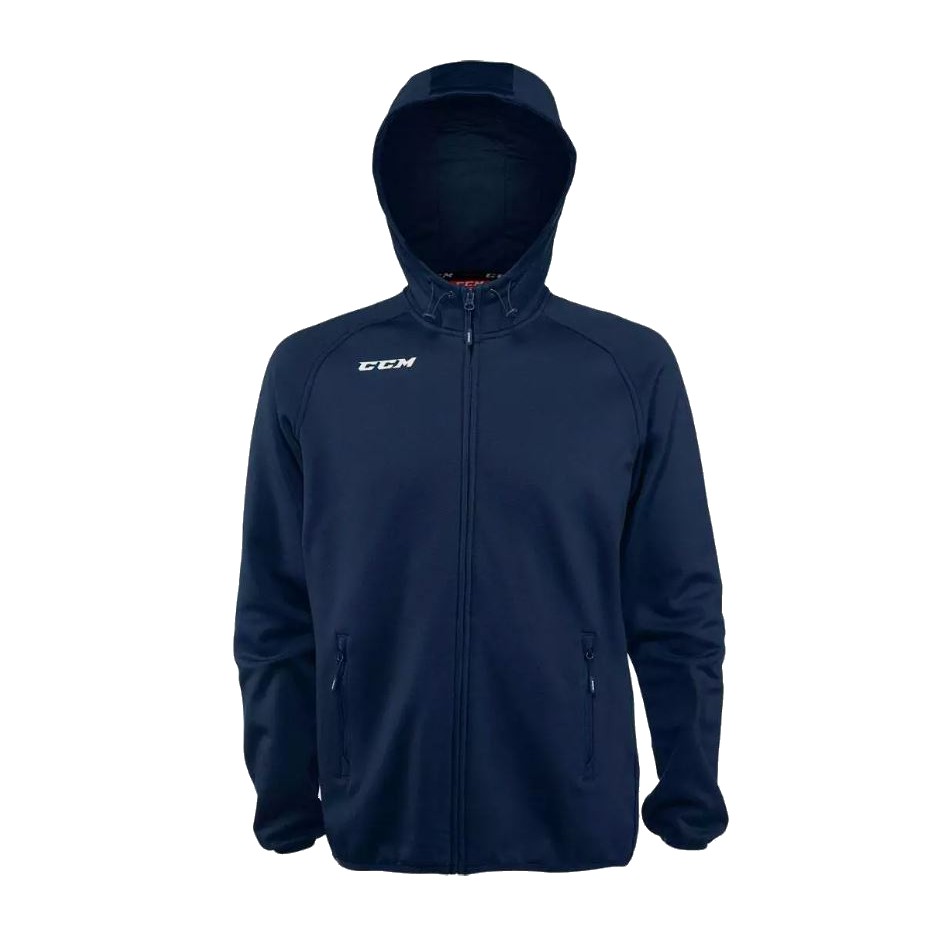 CCM Mikina CCM Locker Room Full Zip Hood SR, Senior, XXL, tmavo modrá