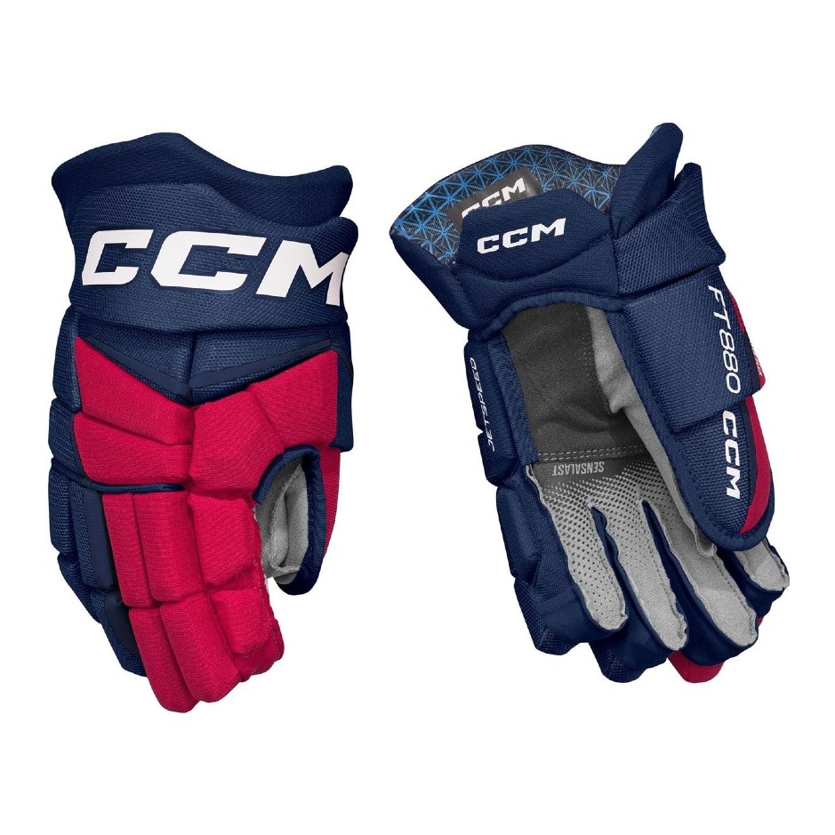 CCM Rukavice CCM Jetspeed FT880 JR, tmavo modrá-červená-biela, Junior, 10"