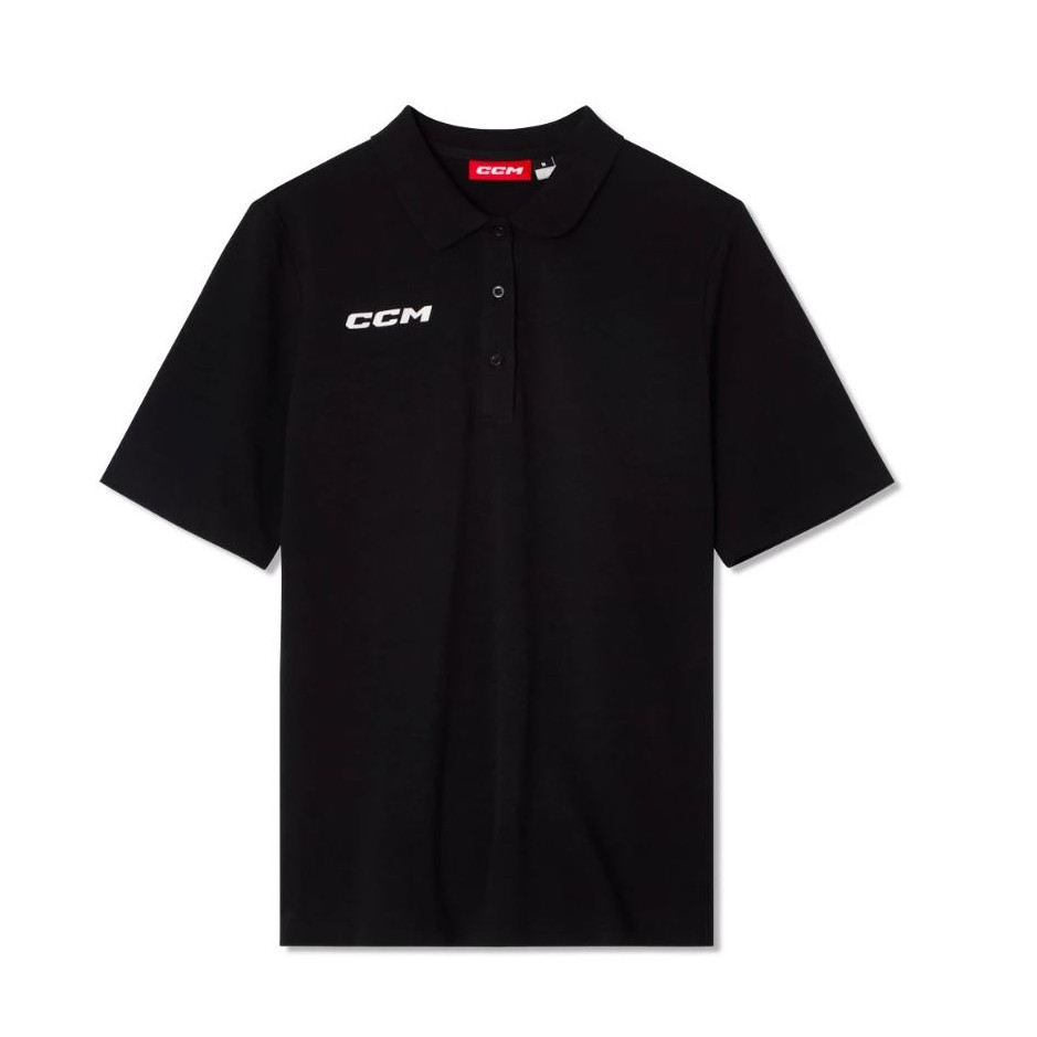 CCM Tričko CCM Team Short Sleeve Polo SR, čierna, Senior, L