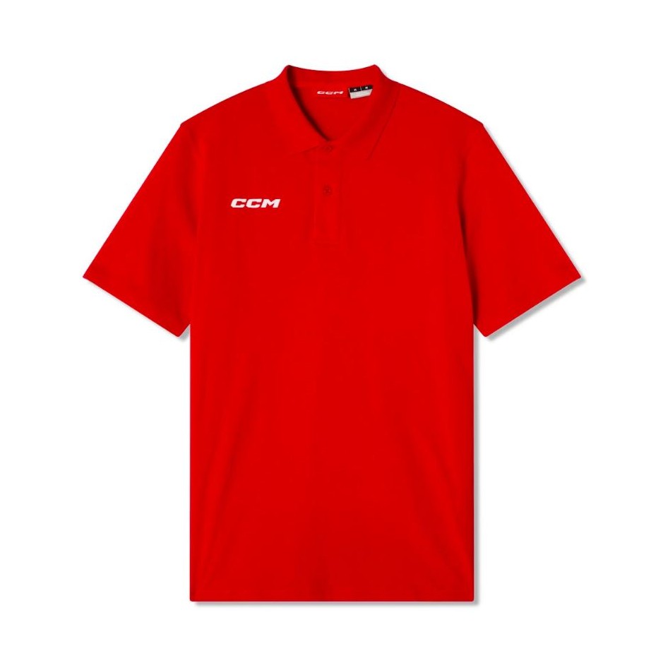 CCM Tričko CCM Team Short Sleeve Polo SR, červená, Senior, L
