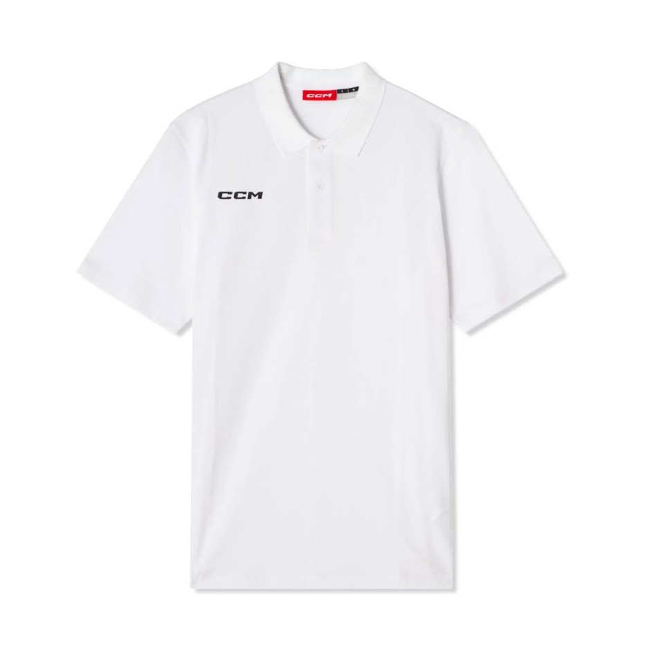 CCM Tričko CCM Team Short Sleeve Polo SR, biela, Senior, L