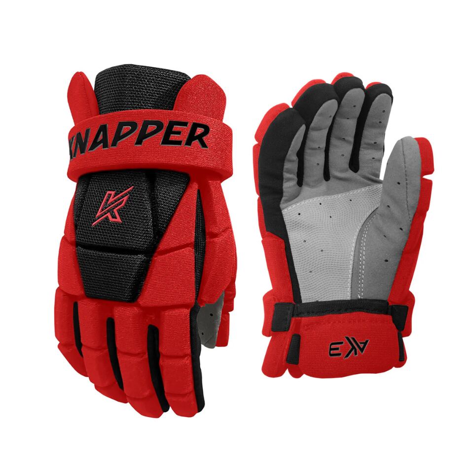 Knapper Hokejbalové rukavice Knapper AK3 v2 YTH, červená, Dětská, 8"