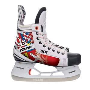 Detail of the Daoust skate heel with the Czech flag motif