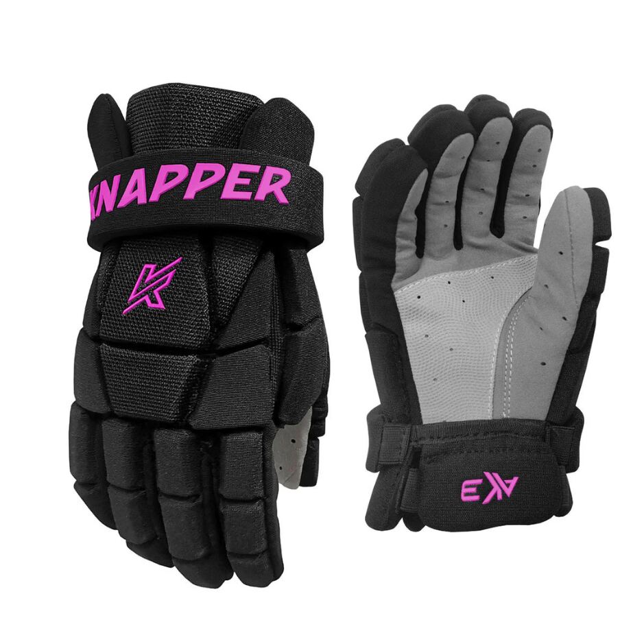 Knapper Hokejbalové rukavice Knapper AK3 v2 SR, Senior, černá-růžová, 13"