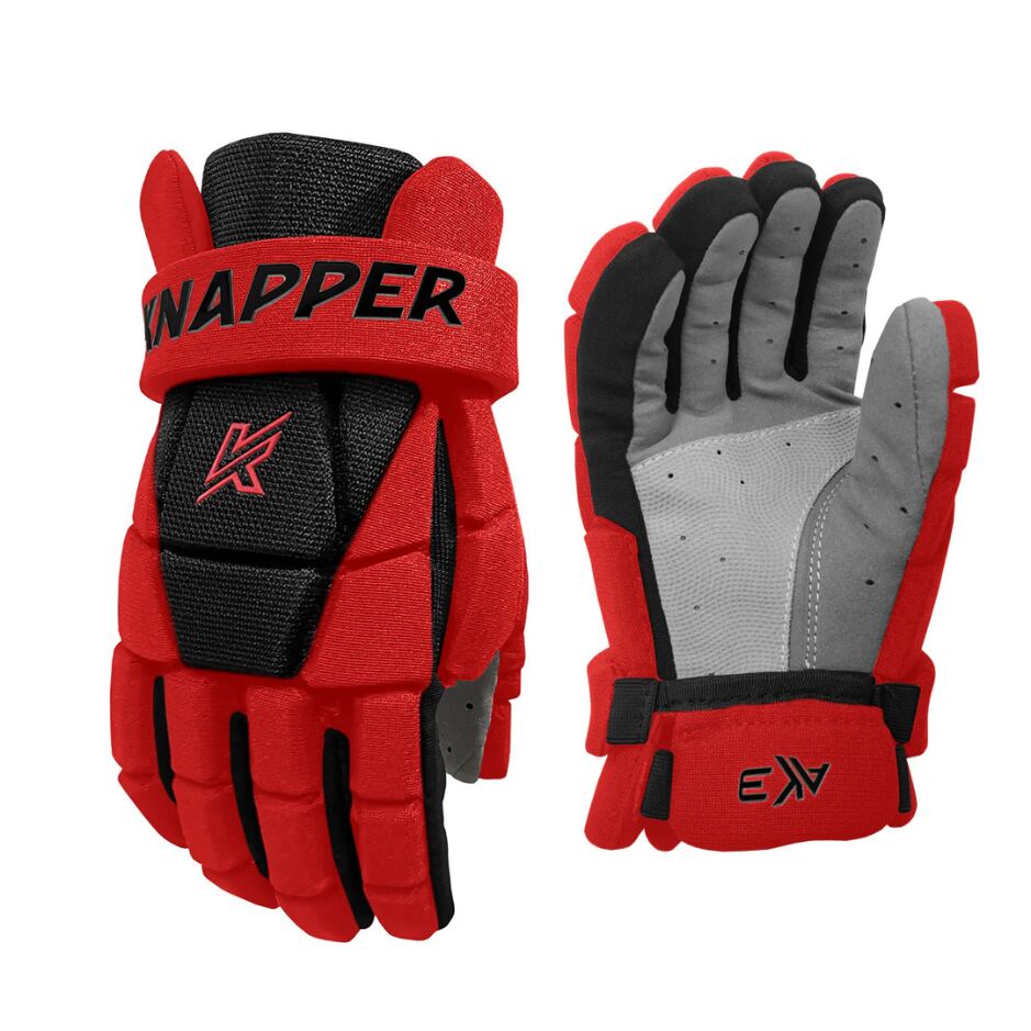 Knapper Hokejbalové rukavice Knapper AK3 v2 SR, Senior, červená, 15"