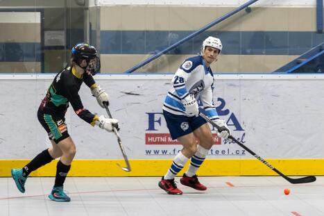 Winnwell ball hockey gloves in action