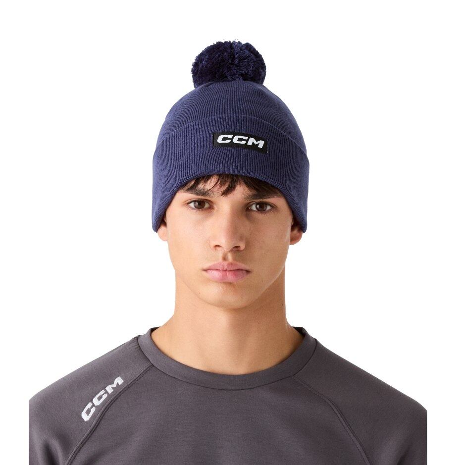 CCM Čepice CCM Team Pom Knit Polar Fleece SR, Senior, tmavě modrá