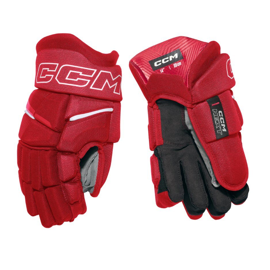 CCM Hokejové rukavice CCM Next S26 JR, Junior, 12", červená-bílá