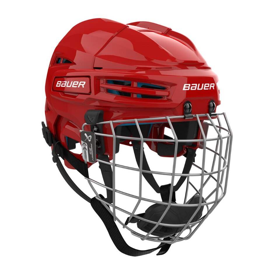 Bauer Hokejová helma Bauer Prodigy 2.0 Combo YTH, Dětská, 48-53cm, červená