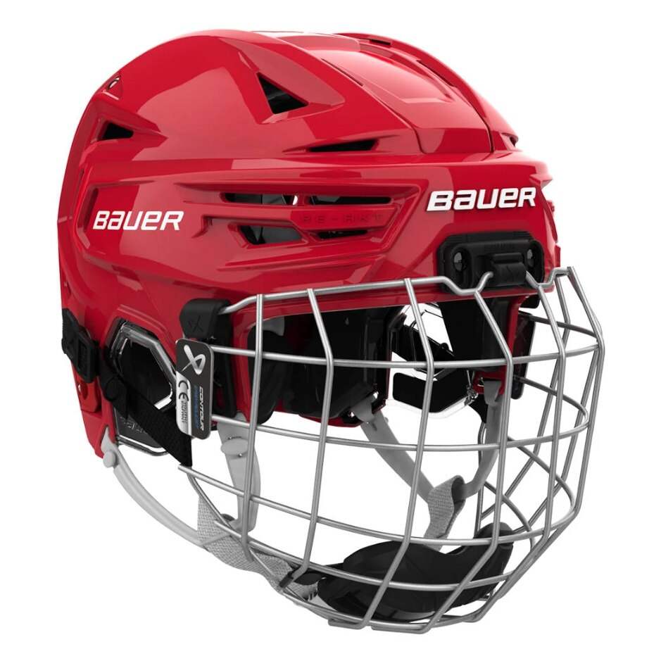 Bauer Hokejová helma Bauer Re-Akt 155 Combo YTH, Dětská, červená, 49-54cm