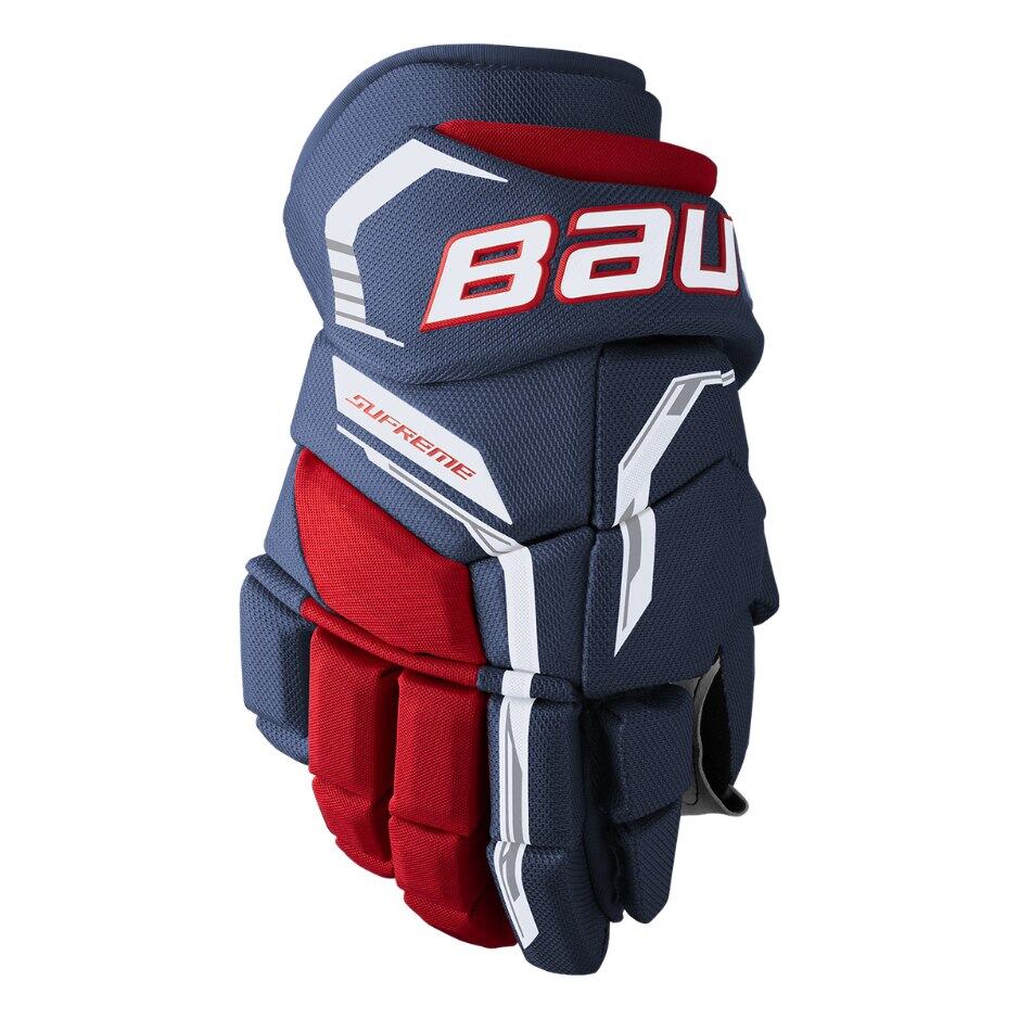Bauer Hokejové rukavice Bauer Supreme FUSE SR, Senior, tmavě modrá-červená-bílá, 14"