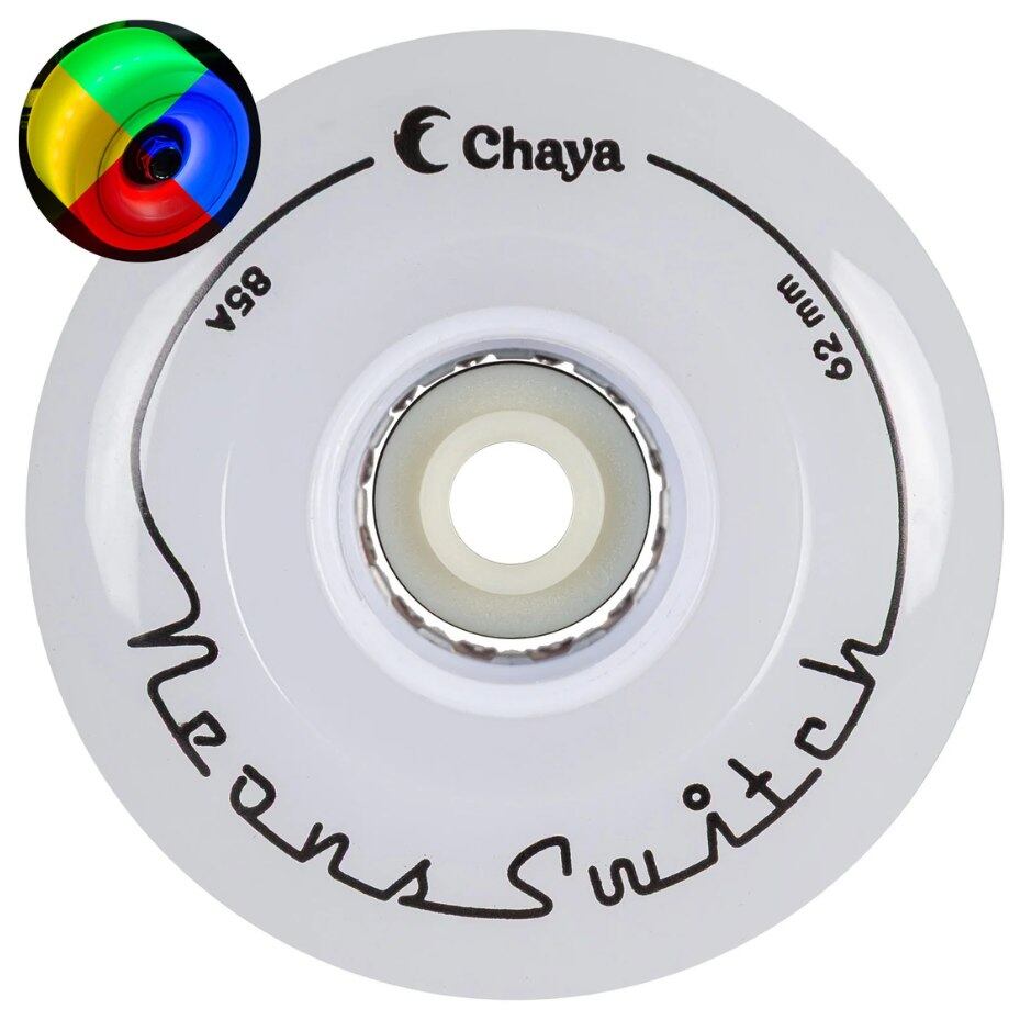 Powerslide Kolečka Powerslide Chaya Neon Switch LED (4ks), bílá, 85A, 62