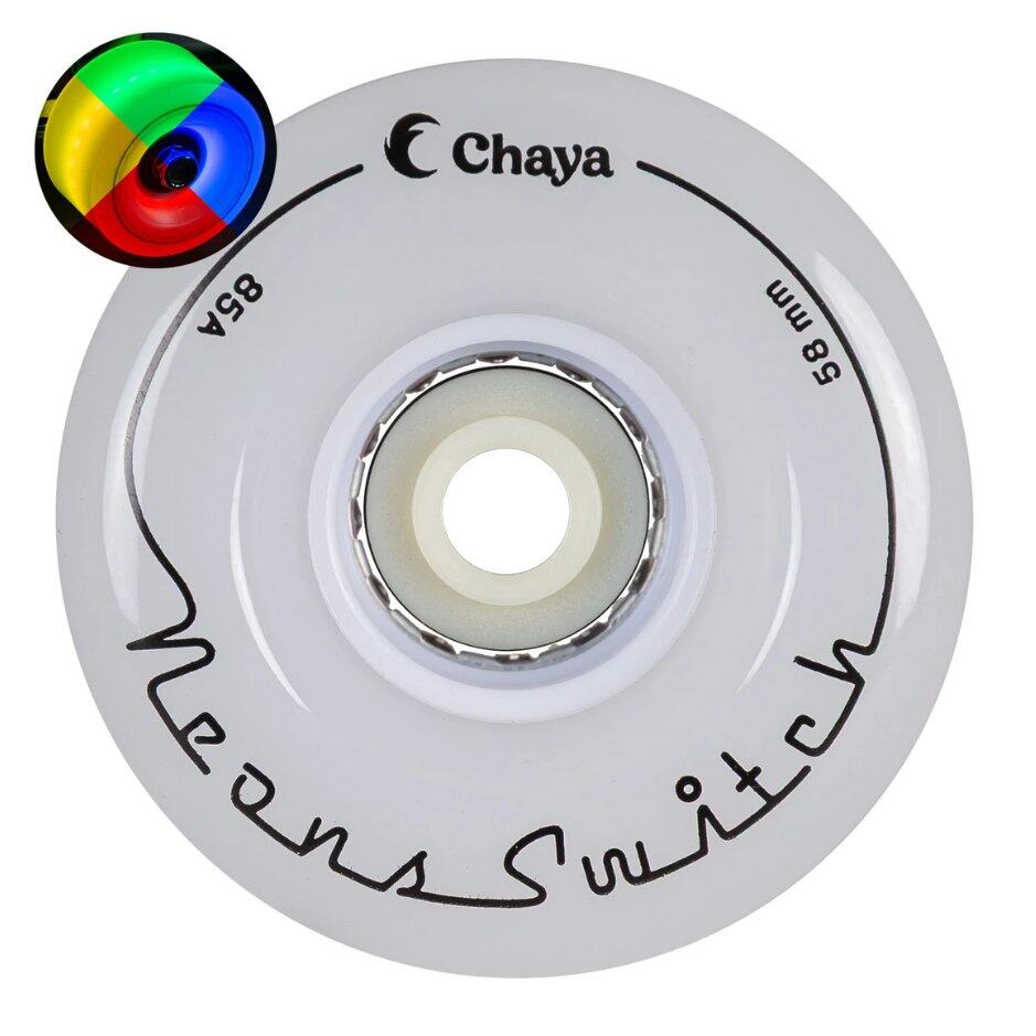 Powerslide Kolečka Powerslide Chaya Neon Switch LED (4ks), bílá, 85A, 58