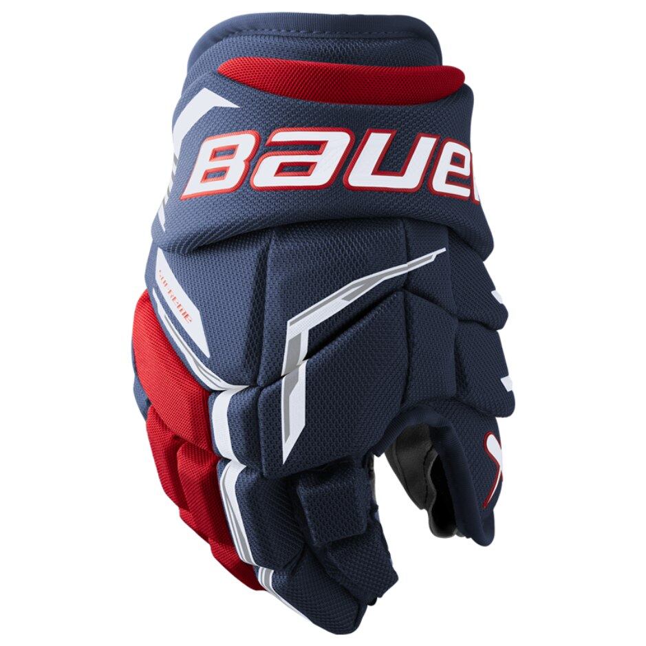 Bauer Hokejové rukavice Bauer Supreme FUSE JR, Junior, tmavě modrá-červená-bílá, 10"