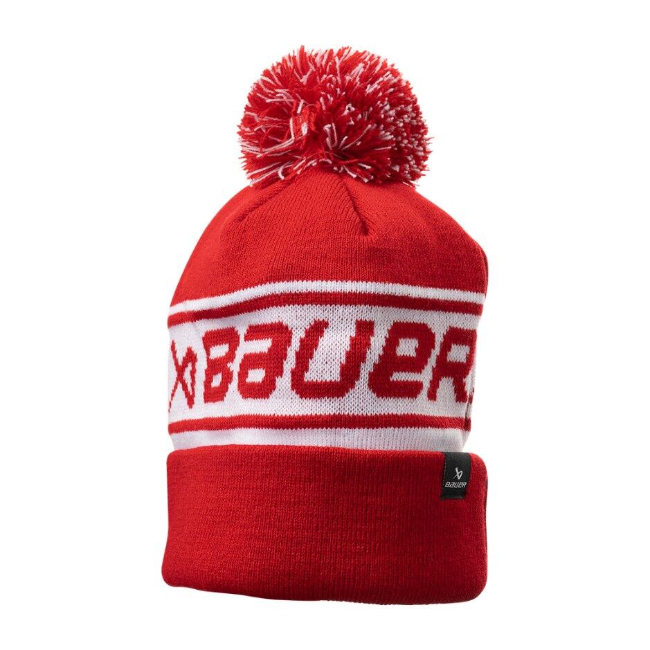 Bauer Čepice Bauer Team Ripped Pom Knit, Senior, červená