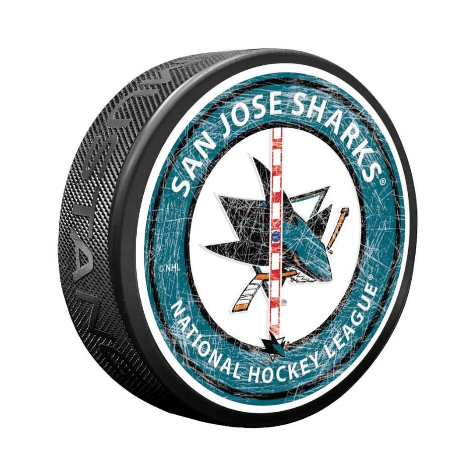 Mustang Fanouškovský puk Mustang NHL Center Ice Puck, San Jose Sharks