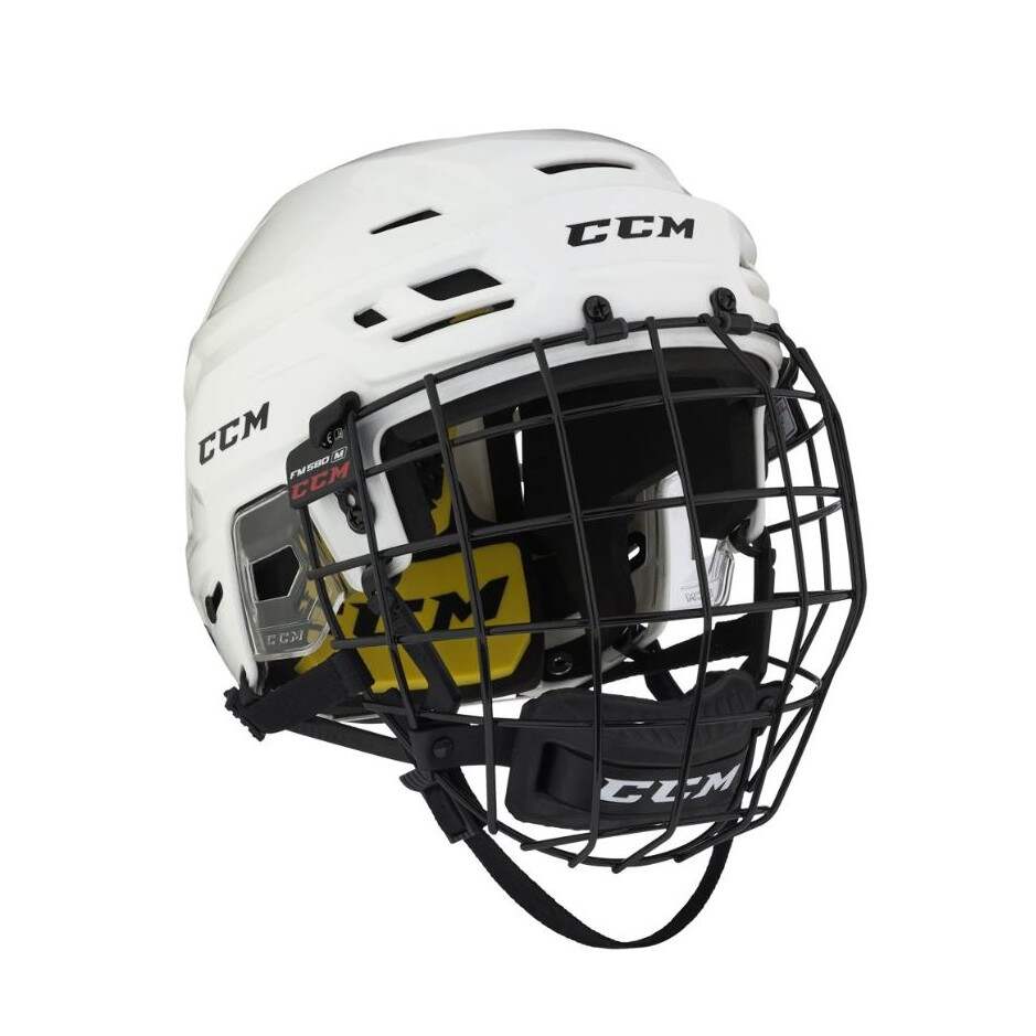 CCM Hokejová helma CCM Tacks 210 Combo SR, bílá, Senior, L, 58-63cm