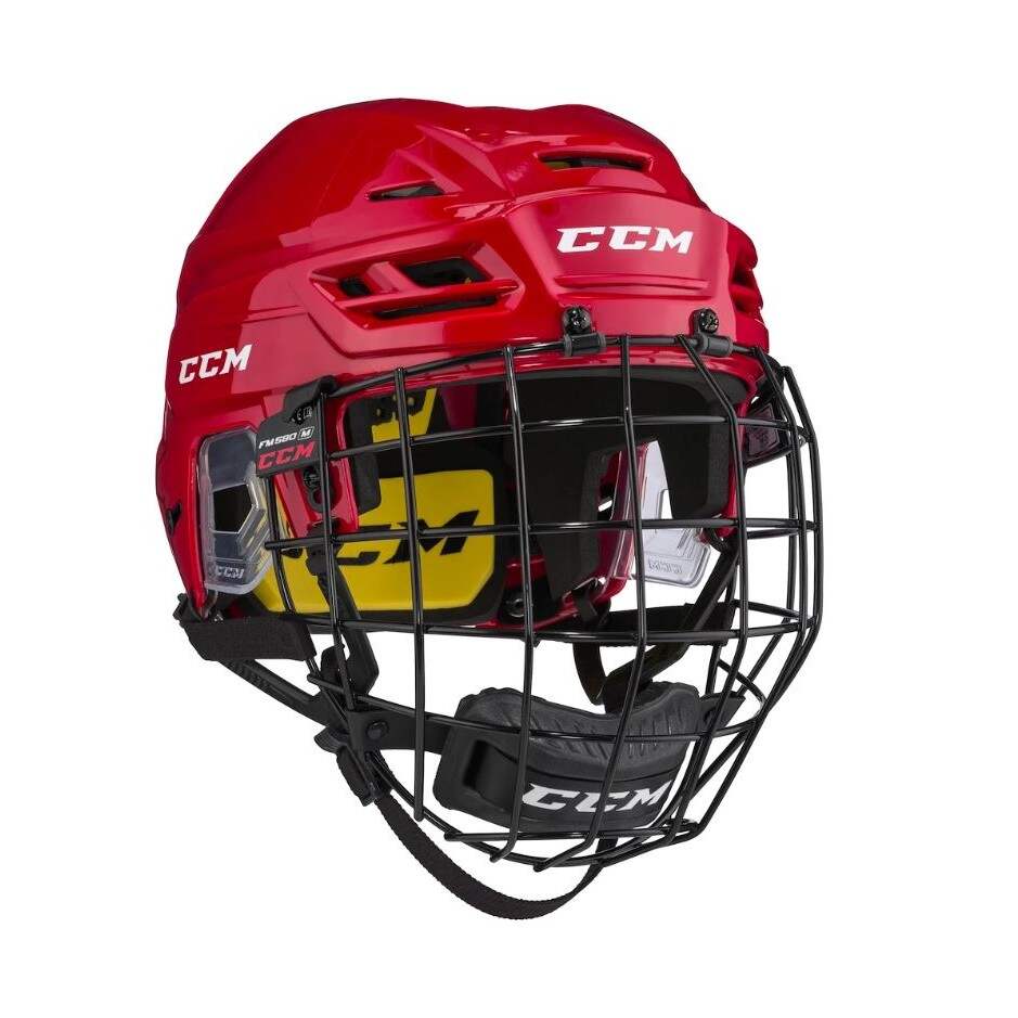CCM Hokejová helma CCM Tacks 210 Combo SR, červená, Senior, L, 58-63cm