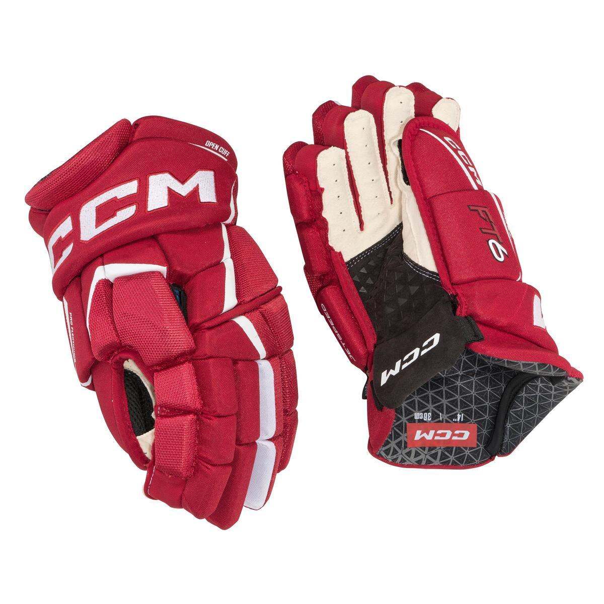 CCM Hokejové rukavice CCM Jetspeed FT6 SR, červená-bílá, Senior, 15"