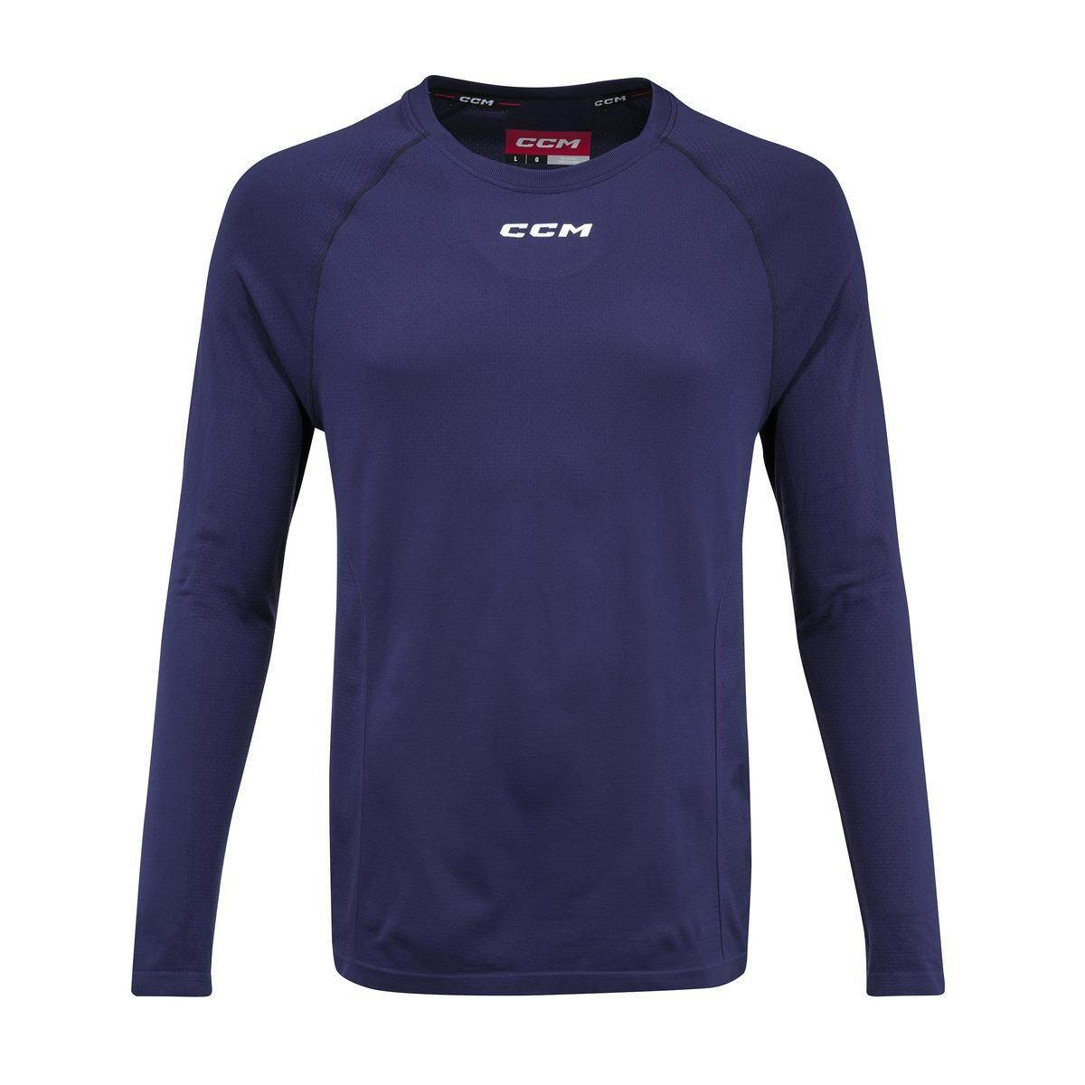 CCM Triko s dlouhým rukávem CCM Premium Training Tee SR, tmavě modrá, Senior, XXL