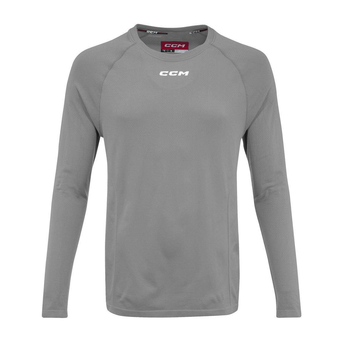 CCM Triko s dlouhým rukávem CCM Premium Training Tee SR, šedá, Senior, M
