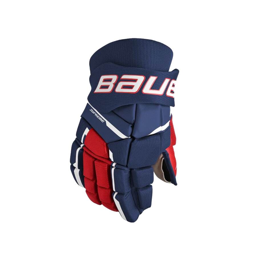 Bauer Hokejové rukavice Bauer Supreme M3 S23 SR, Senior, tmavě modrá-červená-bílá, 14"