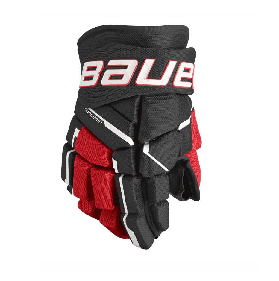 Bauer Hokejové rukavice Bauer Supreme M5Pro S23 INT, Intermediate, černá-červená, 12"