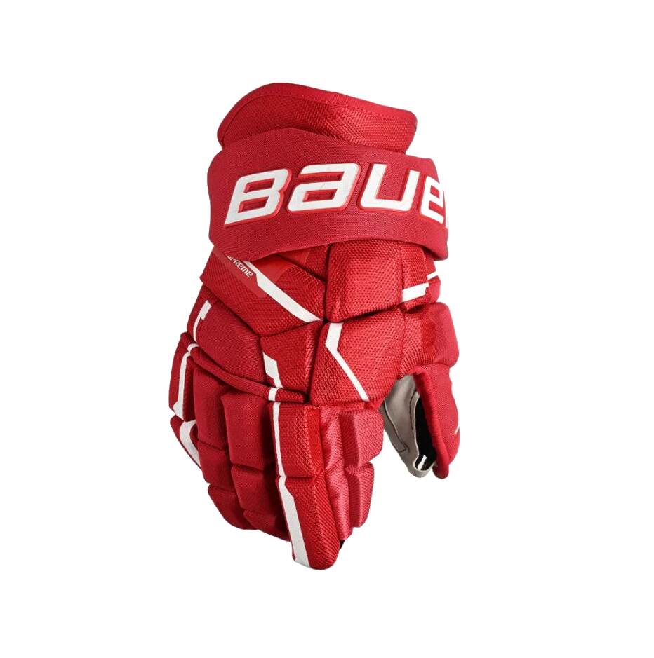 Bauer Hokejové rukavice Bauer Supreme Mach S23 INT, Intermediate, červená, 12"