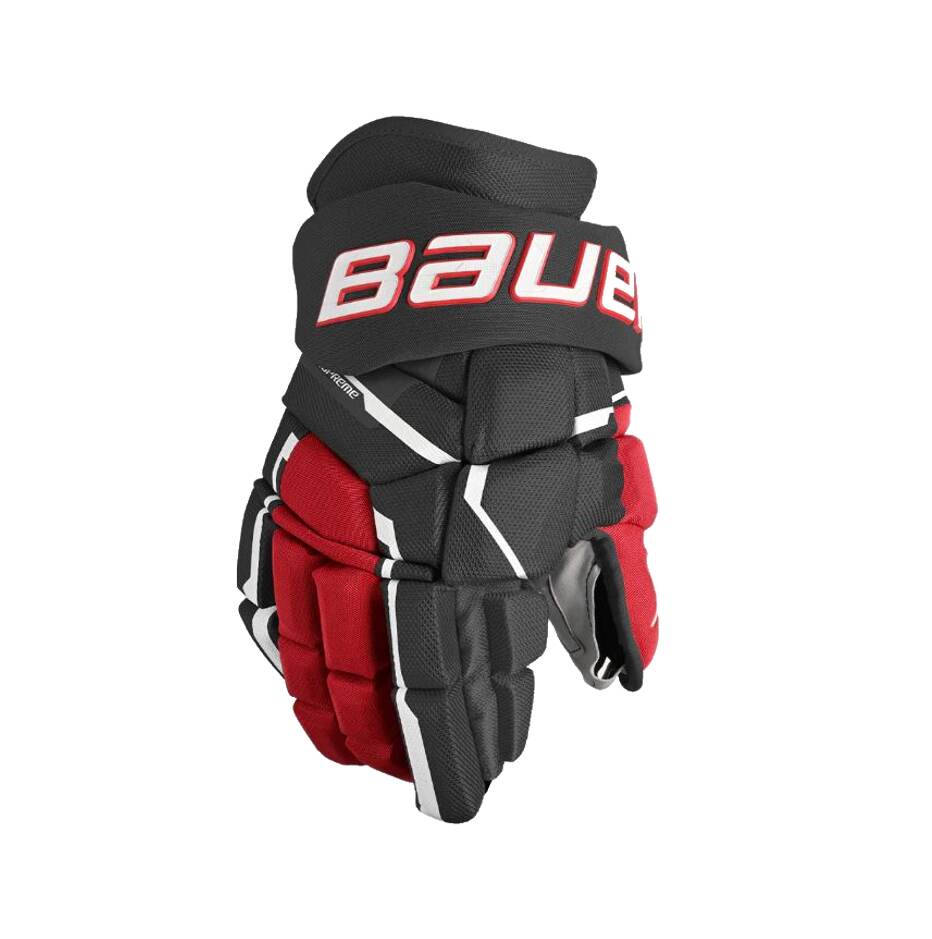 Bauer Hokejové rukavice Bauer Supreme Mach S23 SR, Senior, černá-červená, 14"