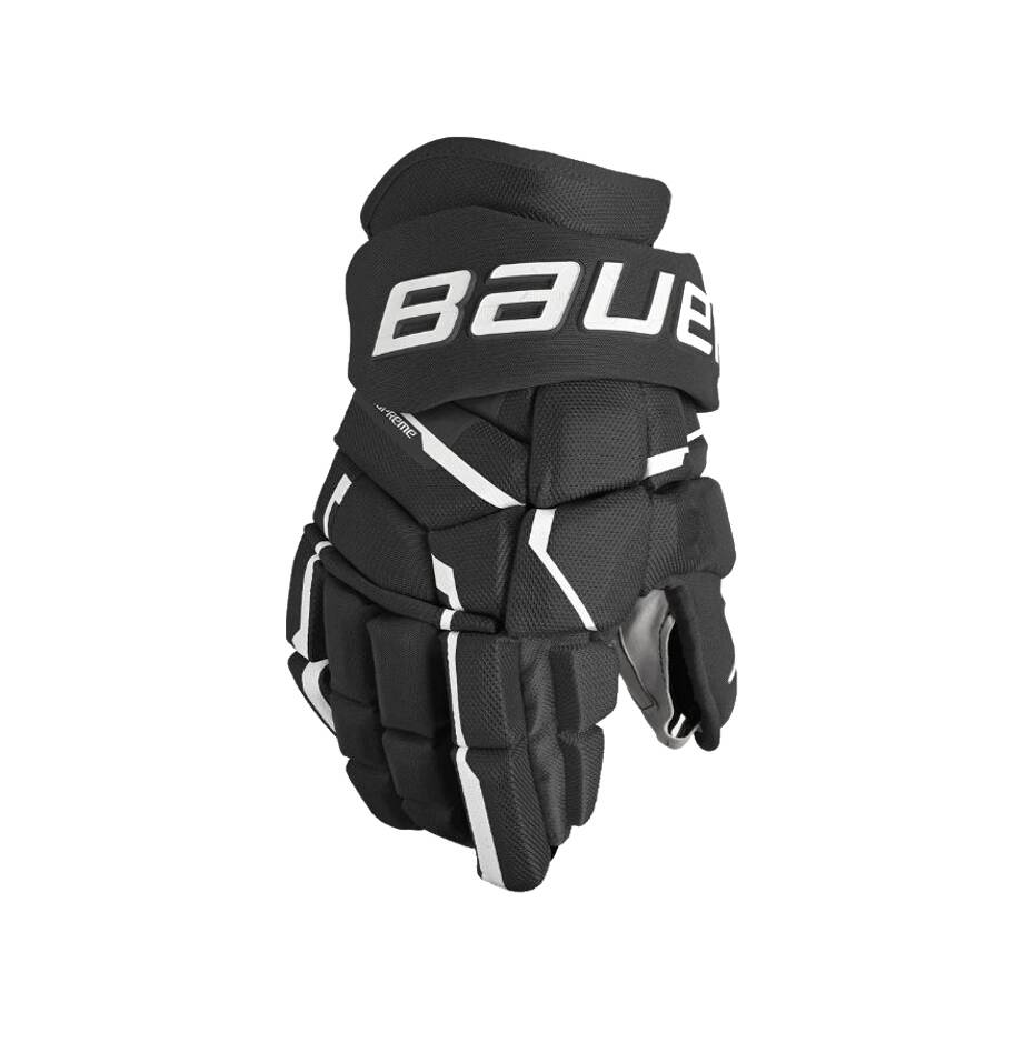 Bauer Hokejové rukavice Bauer Supreme Mach S23 SR, Senior, černá-bílá, 14"
