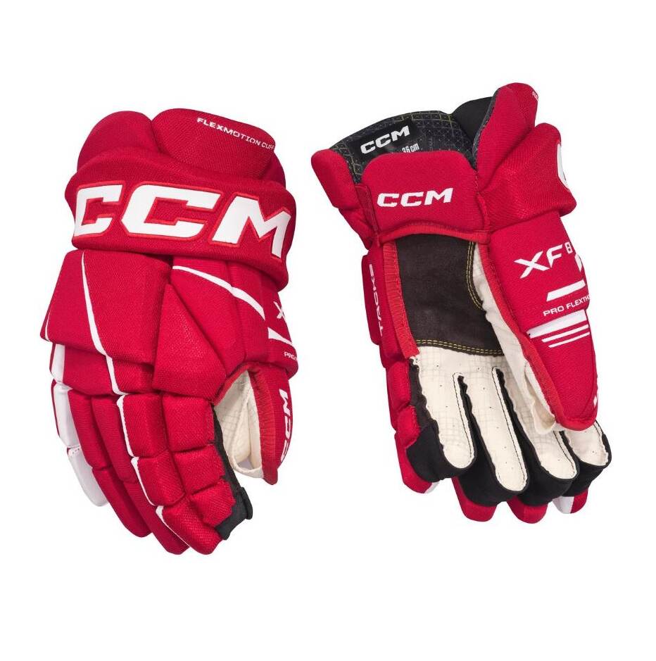 CCM Hokejové rukavice CCM Tacks XF 80 JR, Junior, 10", červená-bílá
