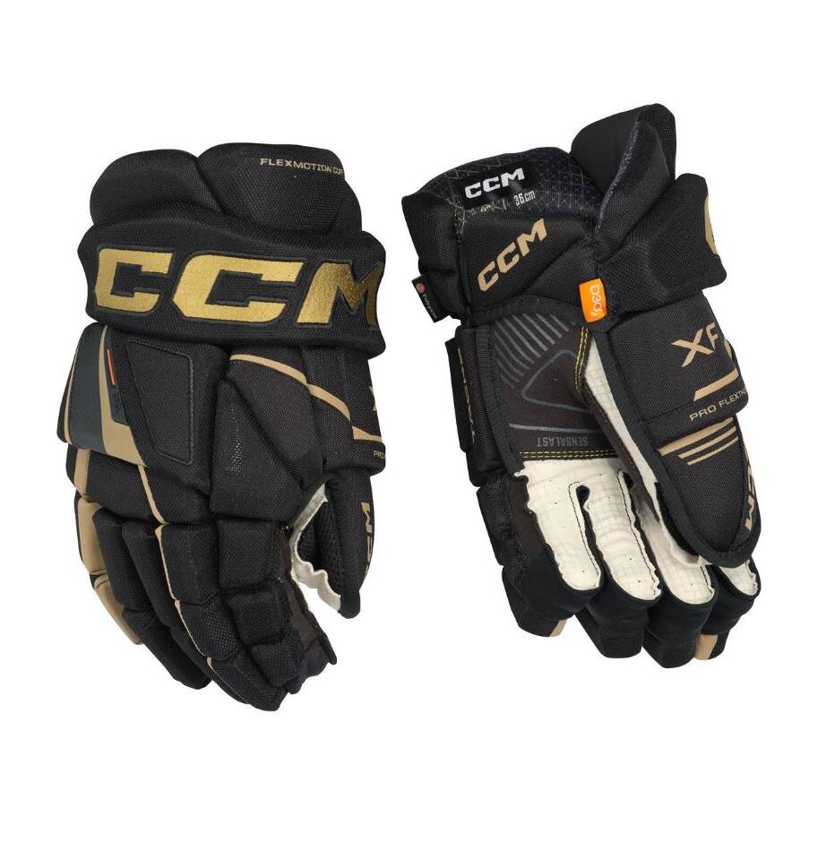 CCM Hokejové rukavice CCM Tacks XF JR, Junior, 11", černá-zlatá