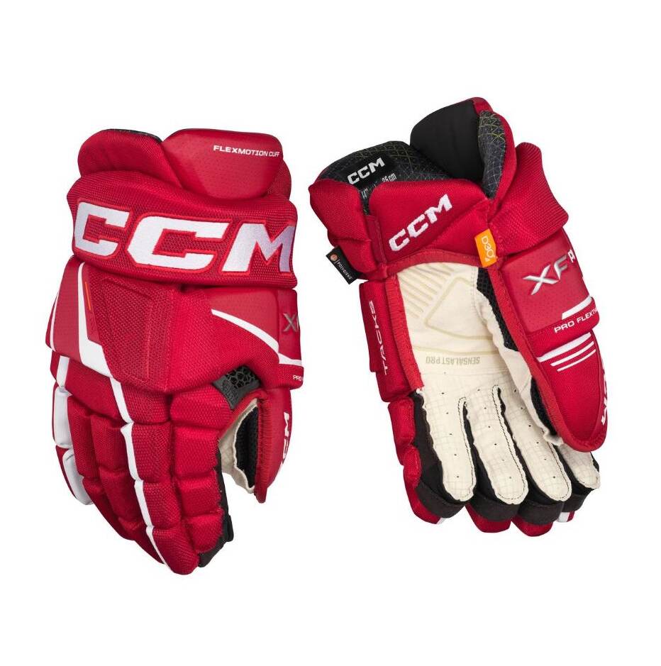 CCM Hokejové rukavice CCM Tacks XF Pro JR, Junior, 11", červená-bílá