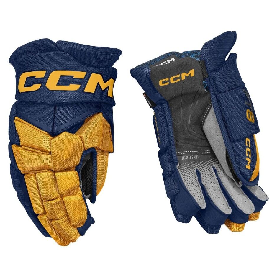 CCM Hokejové rukavice CCM Jetspeed FT8 SR, tmavě modrá-žlutá, Senior, 14"