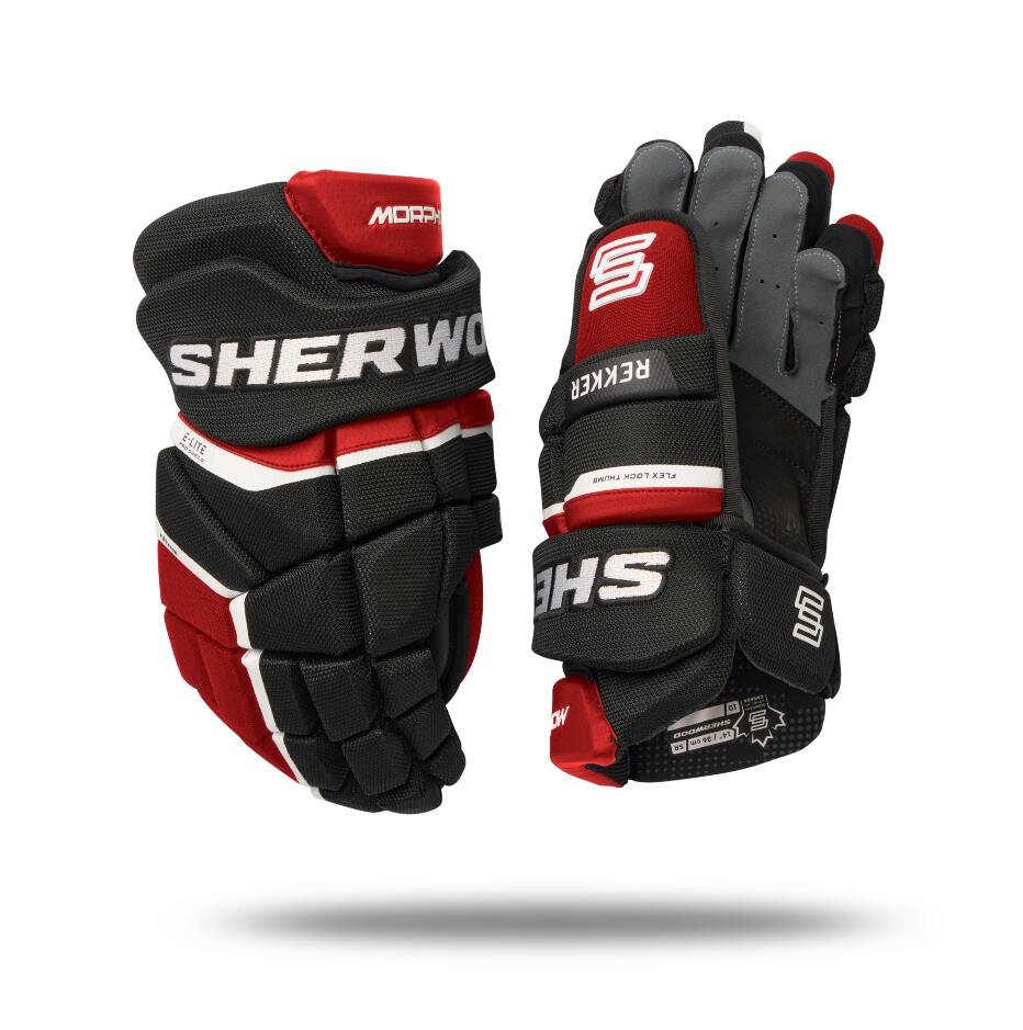 Sherwood Hokejové rukavice Sherwood Rekker Morph Pro JR, Junior, 12", černá-červená-bílá