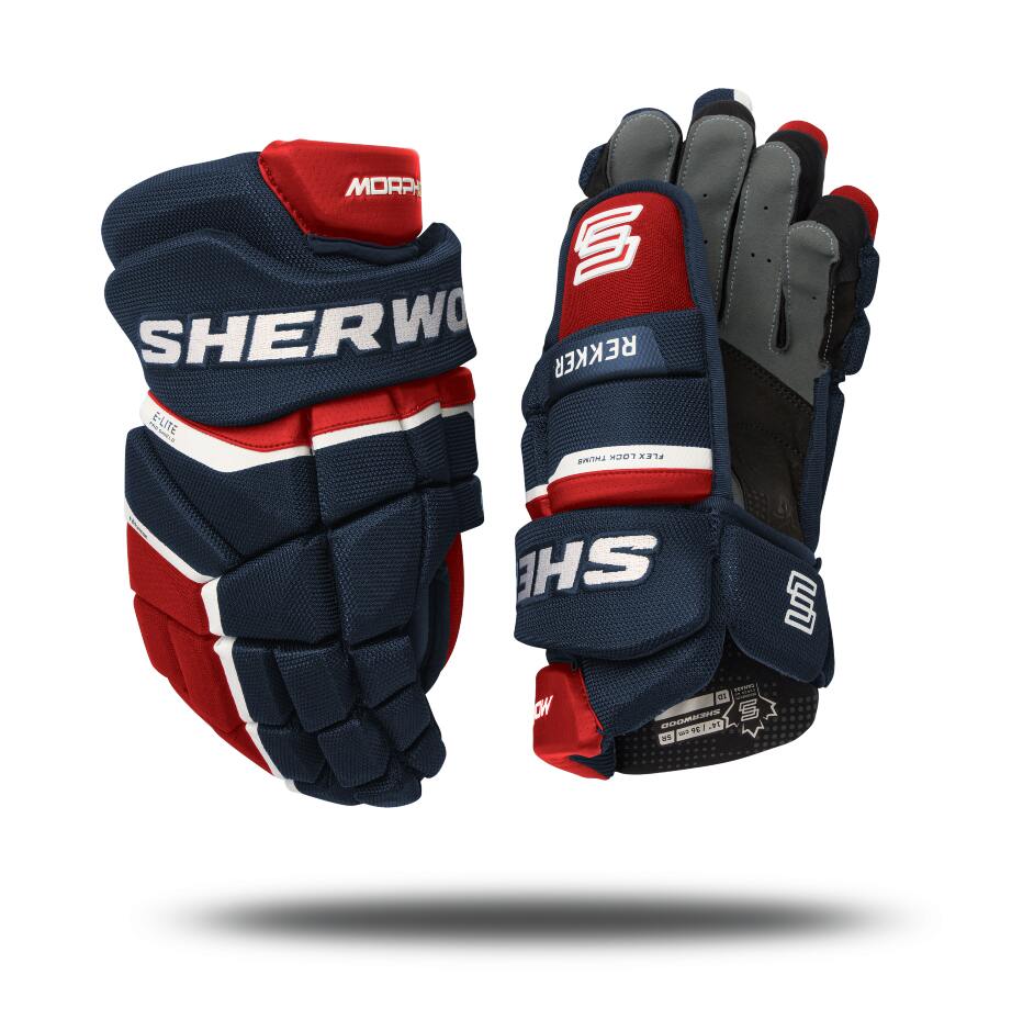Sherwood Hokejové rukavice Sherwood Rekker Morph Pro SR, Senior, 13", tmavě modrá-červená-bílá