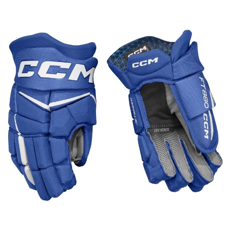 CCM Hokejové rukavice CCM Jetspeed FT880 JR, modrá-bílá, Junior, 11"