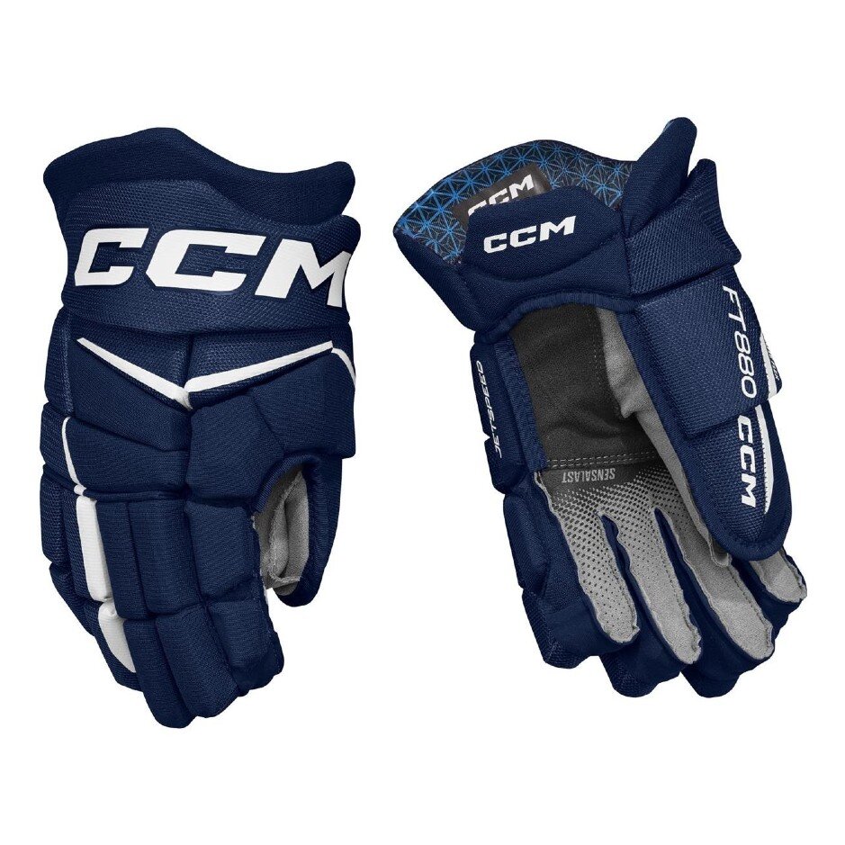 CCM Hokejové rukavice CCM Jetspeed FT880 JR, tmavě modrá-bílá, Junior, 11"