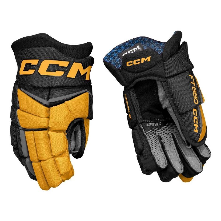 CCM Hokejové rukavice CCM Jetspeed FT880 JR, černá-žlutá, Junior, 10"