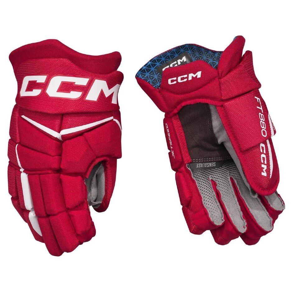 CCM Hokejové rukavice CCM Jetspeed FT880 JR, červená-bílá, Junior, 12"