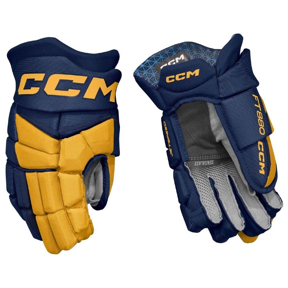 CCM Hokejové rukavice CCM Jetspeed FT880 JR, tmavě modrá-žlutá, Junior, 11"