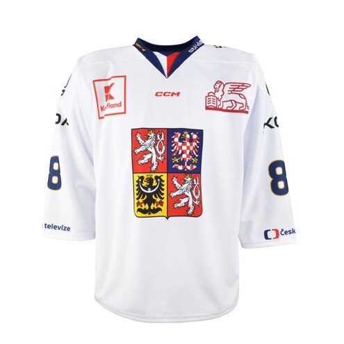 Reprezentačný dres CCM s reklamou biely Pastrňák