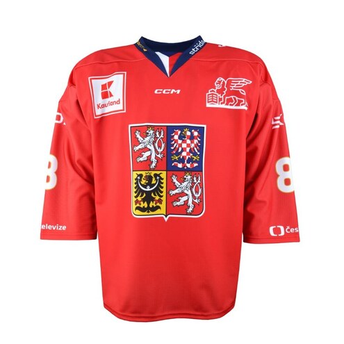 Reprezentačný dres CCM s reklamou červený Pastrňák