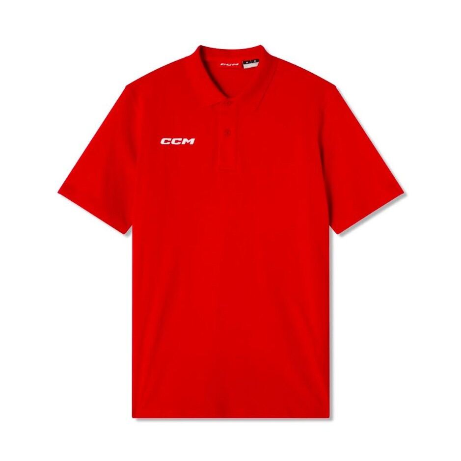 CCM Triko CCM Team Short Sleeve Polo SR, červená, Senior, XXL